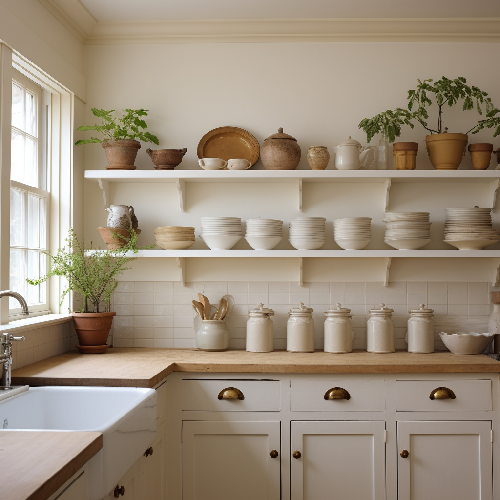 Country White Kitchen Shelves