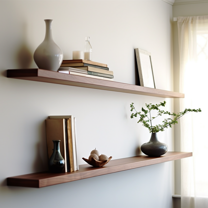 Walnut Floating Shelves